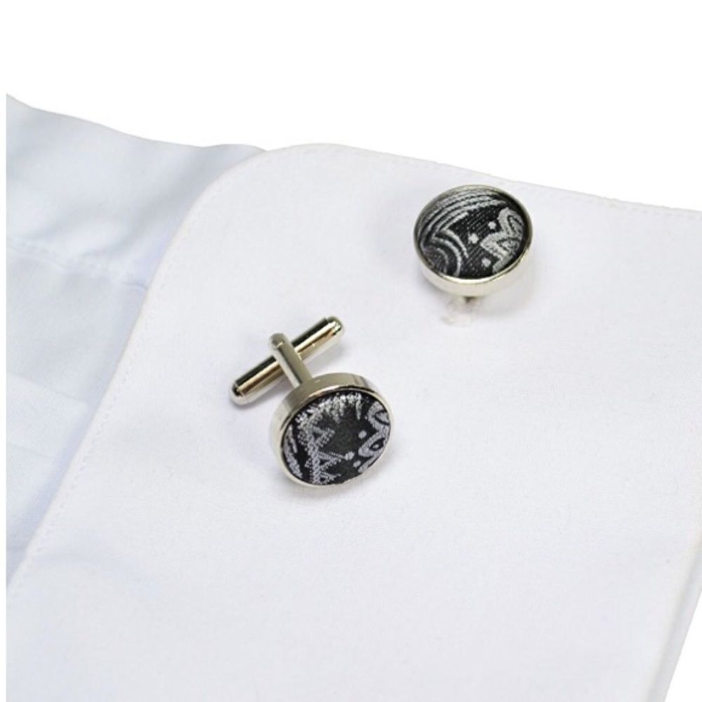 Mens Paisley Silver Cuff Links